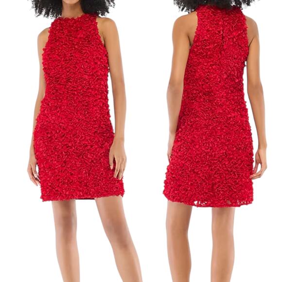 J. Crew Rosette 3D Flower Petal Mini Dress Ruby Red Size 2 - Picture 1 of 11